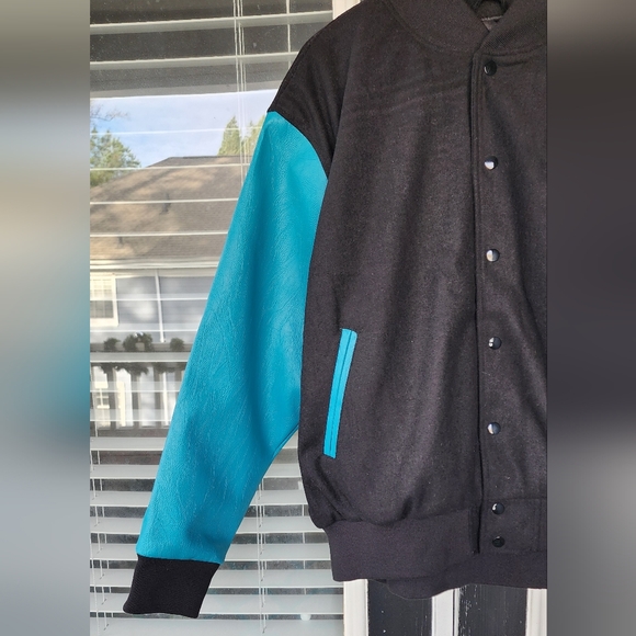 Cheersport National Champion varsity jacket black body and turquoise sleeve XXXL - Picture 2 of 11